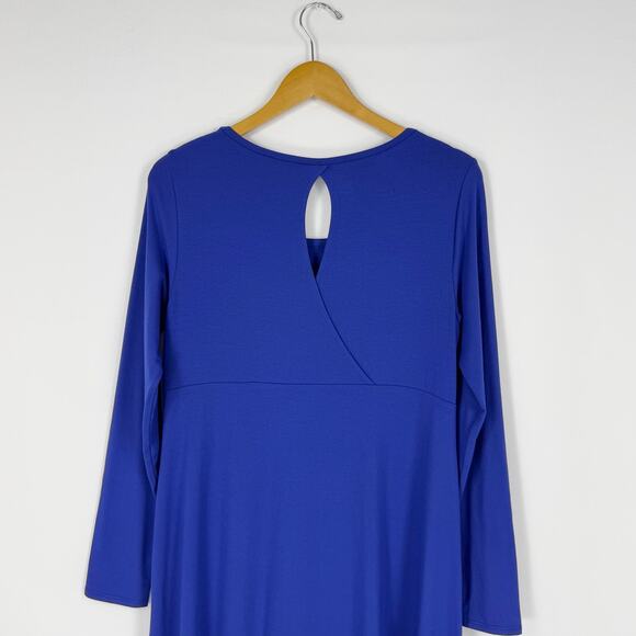 Eileen Fisher Womens Stretch Knit Keyhole Back Shift Swing Dress Small Blue - Picture 7 of 12